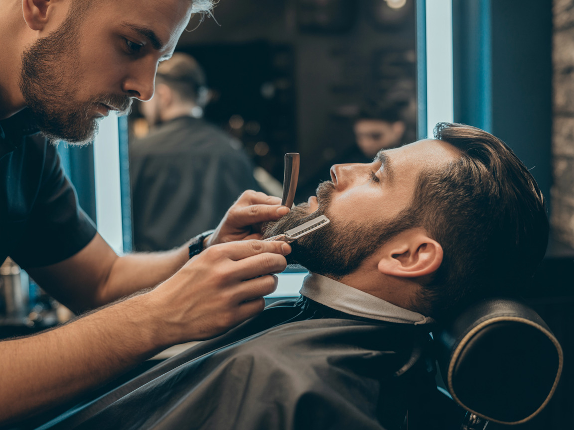 Barba feita com navalha