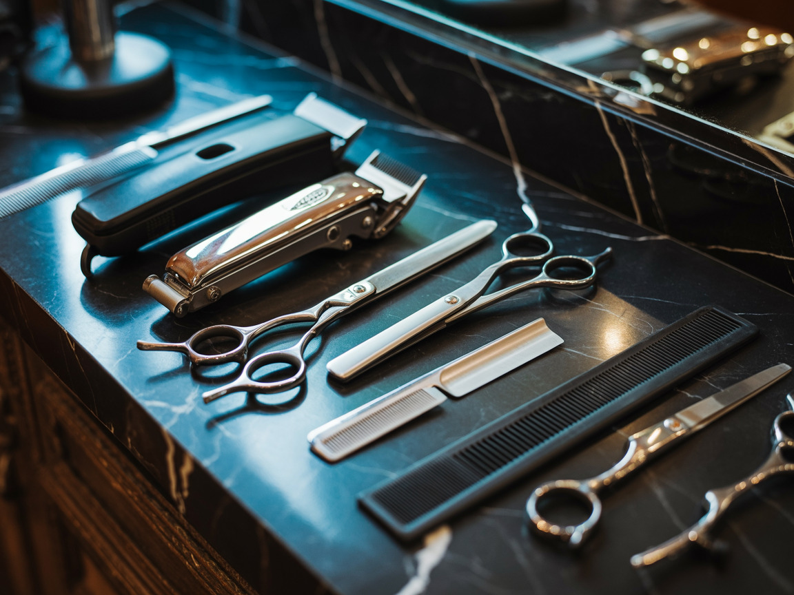 Ferramentas profissionais de barbearia